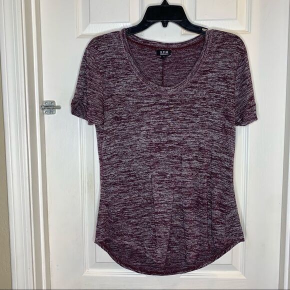 a.n.a Short Sleeve Super Soft Knit Tee Shirt Women's Size Medium Burgundy - Picture 2 of 8